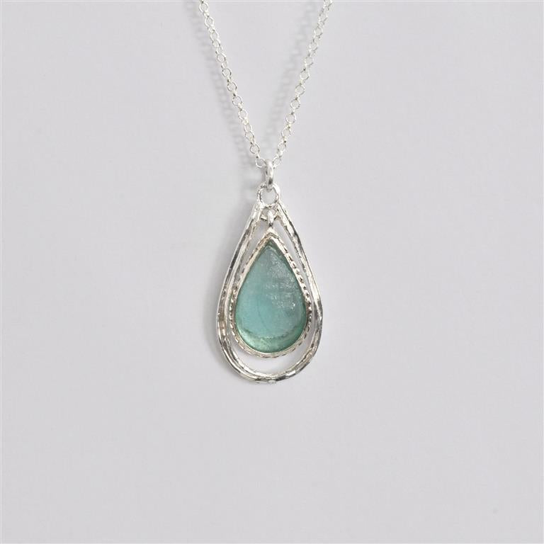 Teardrop Washed Roman Glass Necklace