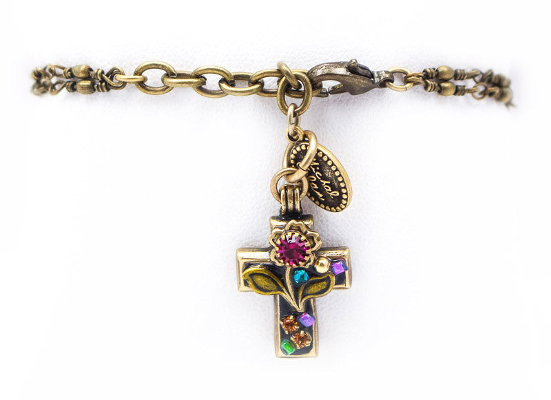 Flower Hanging Cross Bracelet by Michal Golan