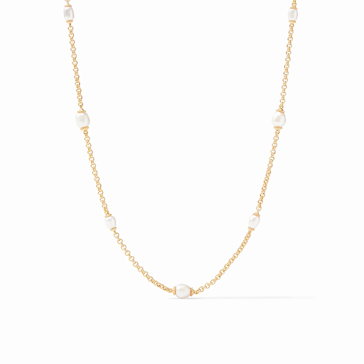 Marbella Station Necklace Gold Freshwater Pearl by Julie Vos