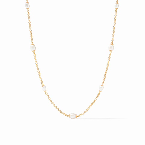 Marbella Station Necklace Gold Freshwater Pearl by Julie Vos