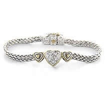 Heart Collection Three Heart Heart Collection Reversible Pavé CZ Filigree NecklaceCenter Bracelet by John Medeiros