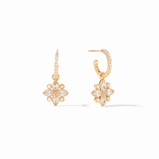 Charlotte Hoop & Charm Earring Gold Cubic Zirconia by Julie Vos