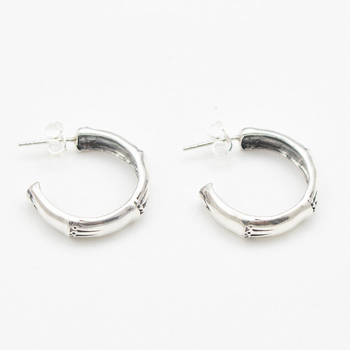 Sterling Silver Bamboo Hoop Earrings