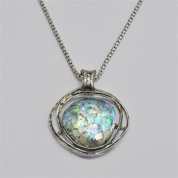 Ringed Organic Round Patina Roman Glass Necklace
