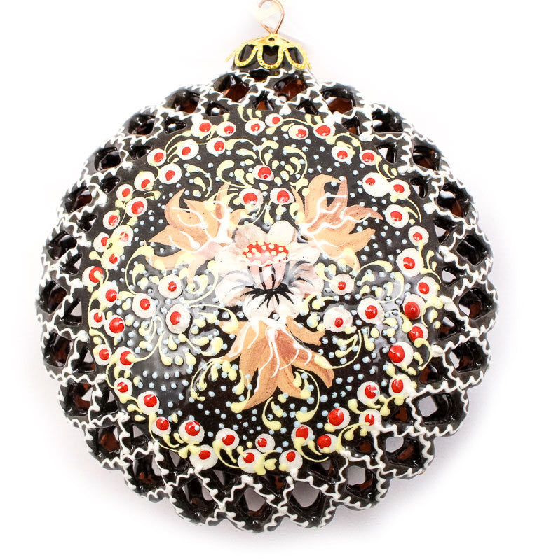 Dreamy Cream Flowers Large Cut Out Ceramic Ornament