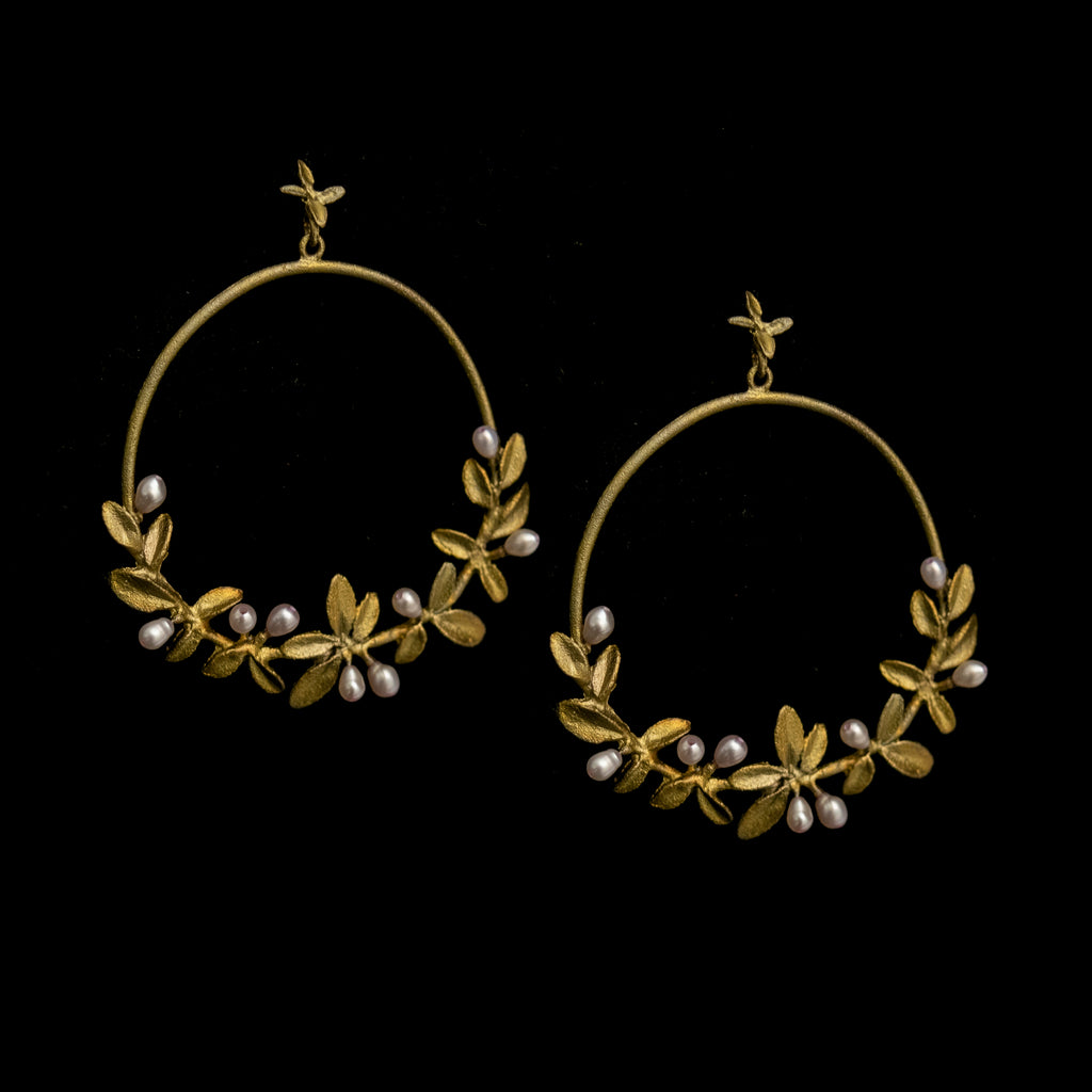 Flowering Thyme Hoop Post Earrings By Michael Michaud