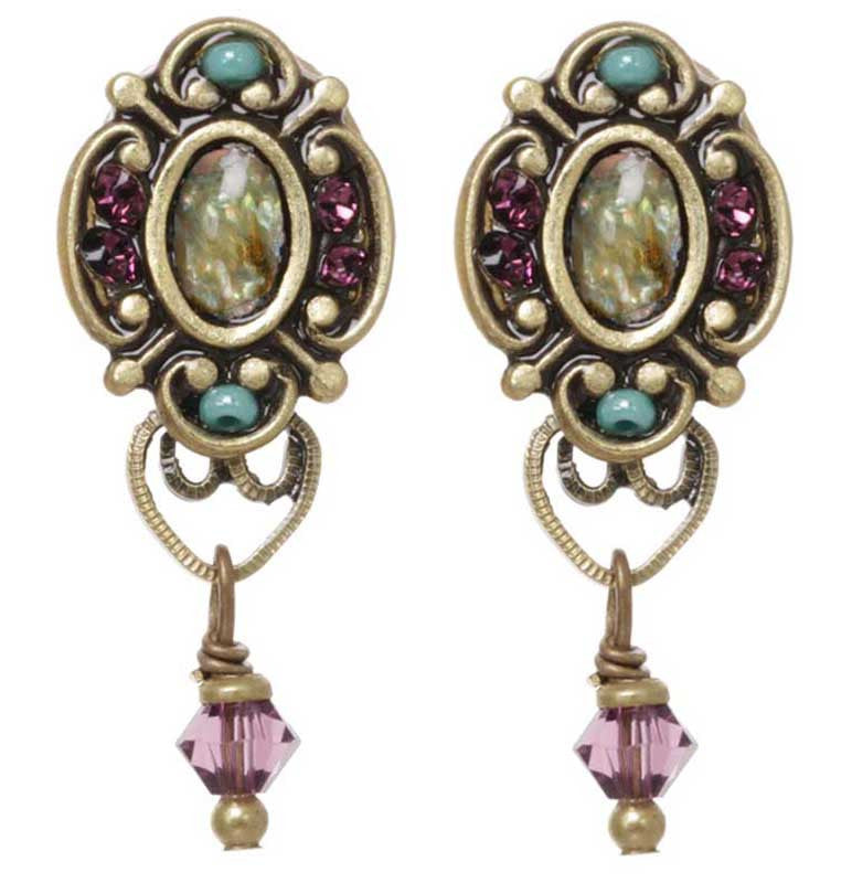 Turkish Bazaar Small Oval with Drop Post Earrings by Michal Golan