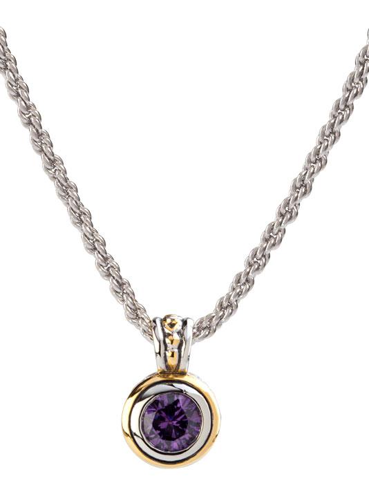 Beijos 8mm Cubic Zirconia Bezel Set Pendant Necklace by John Medeiros