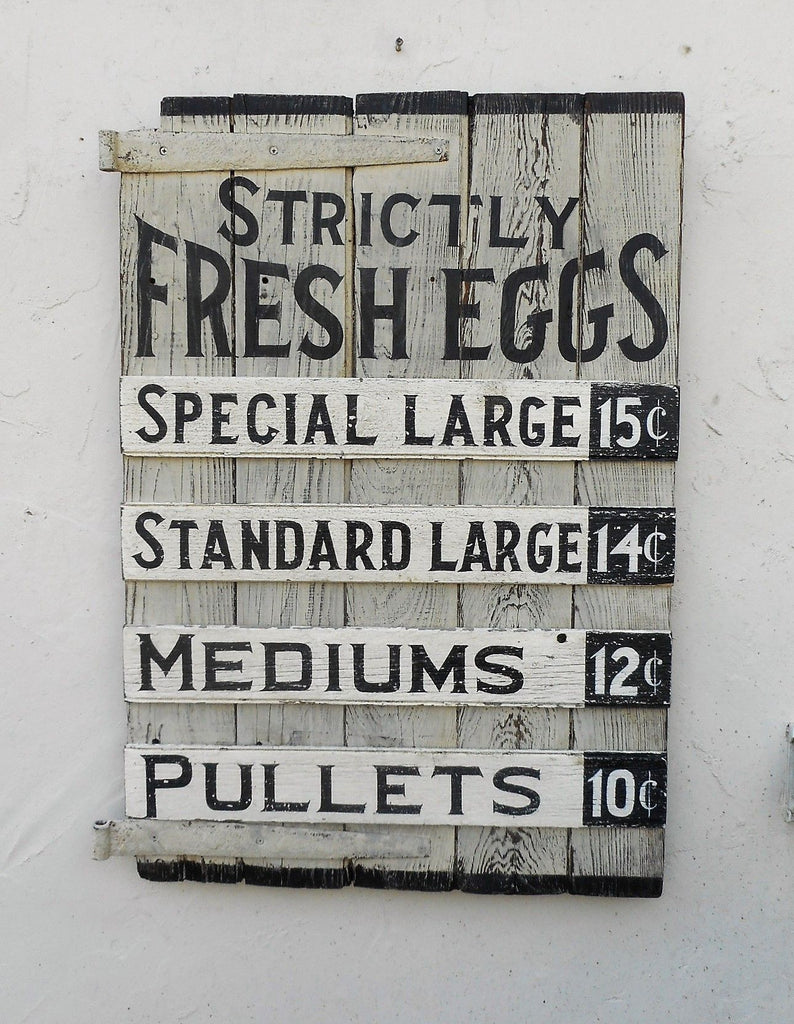 Strictly Fresh Eggs on Barn Door with Hinges Americana Art