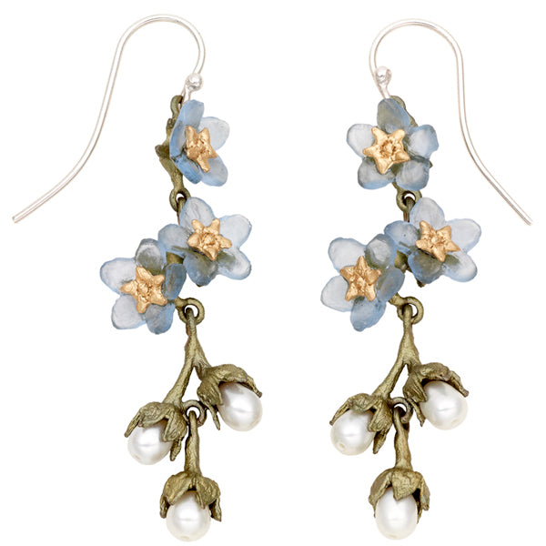 Forget Me Not Triple Flower Wire Earrings by Michael Michaud