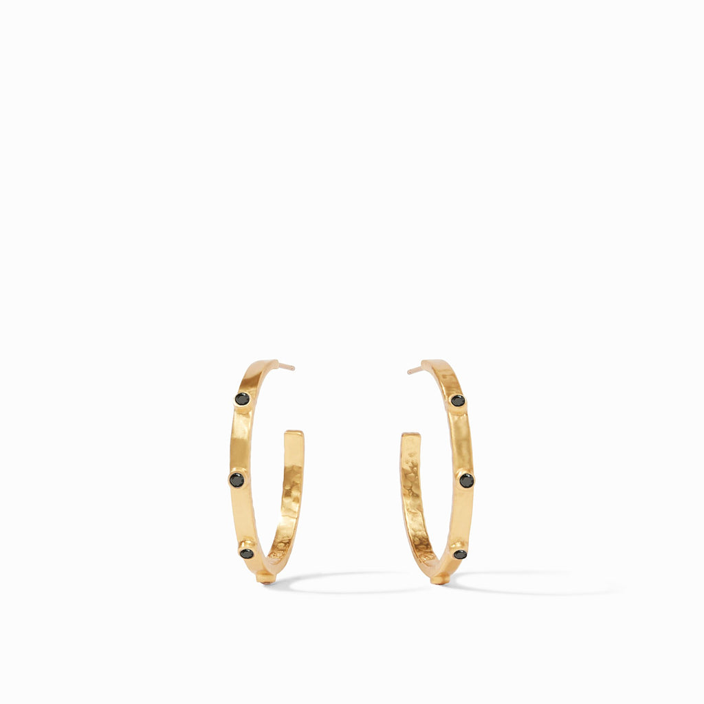 Crescent Stone Hoop Gold Obsidian Black - Mediumby Julie Vos
