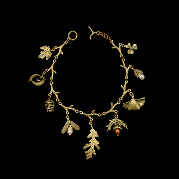 Acorn Pearl and Stone Charm Bracelet by Michael Michaud
