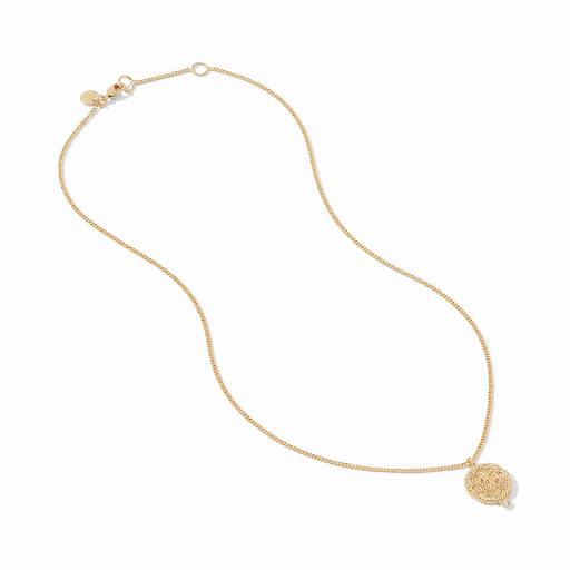 Trieste Coin CZ Solitaire Necklace Gold Cubic Zirconia by Julie Vos