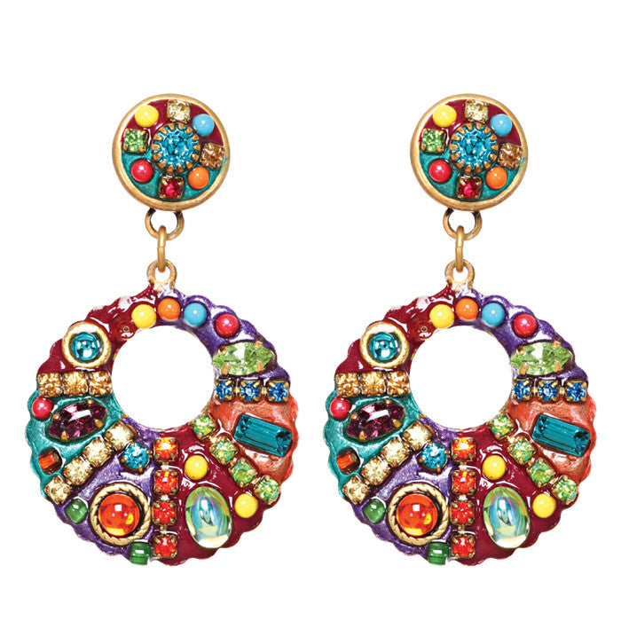 Multi Bright Medium Hoop Earrings by Michal Golan
