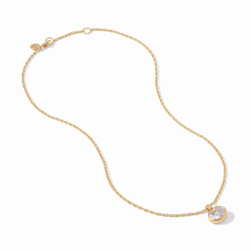 Antonia Solitaire Gold Cubic Zirconia Necklace by Julie Vos