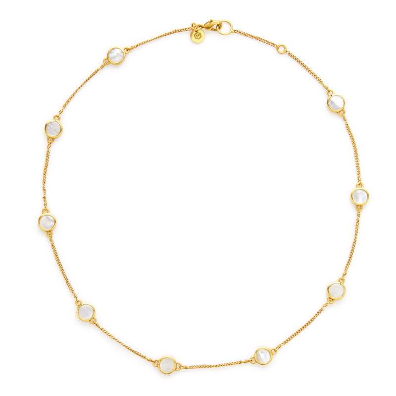 Valencia Delicate Station Necklace Gold Mother of Pearl by Julie Vos