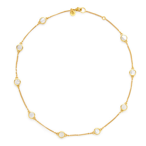 Valencia Delicate Station Necklace Gold Mother of Pearl by Julie Vos