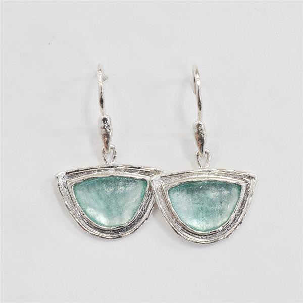 Semicircle Washed Roman Glass Earrings