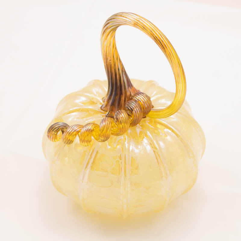 Handblown Glass Pumpkin in Ivory
