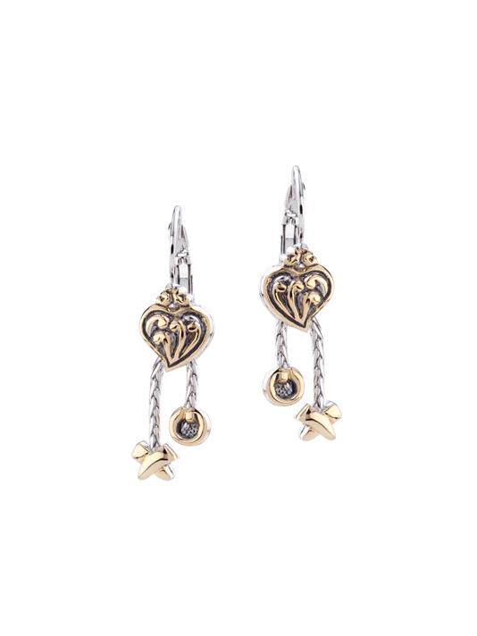 Viana Filigree Heart Earrings with XO Dangles by John Medeiros