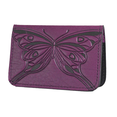 Leather Card Holder - Butterfly in Orchid