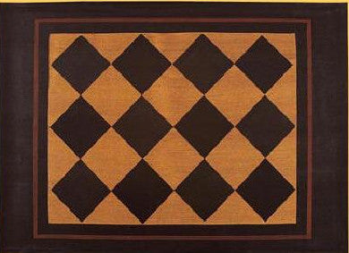 Diamond Floorcloth with Border in Antique - Size 2 feet x 3 feet