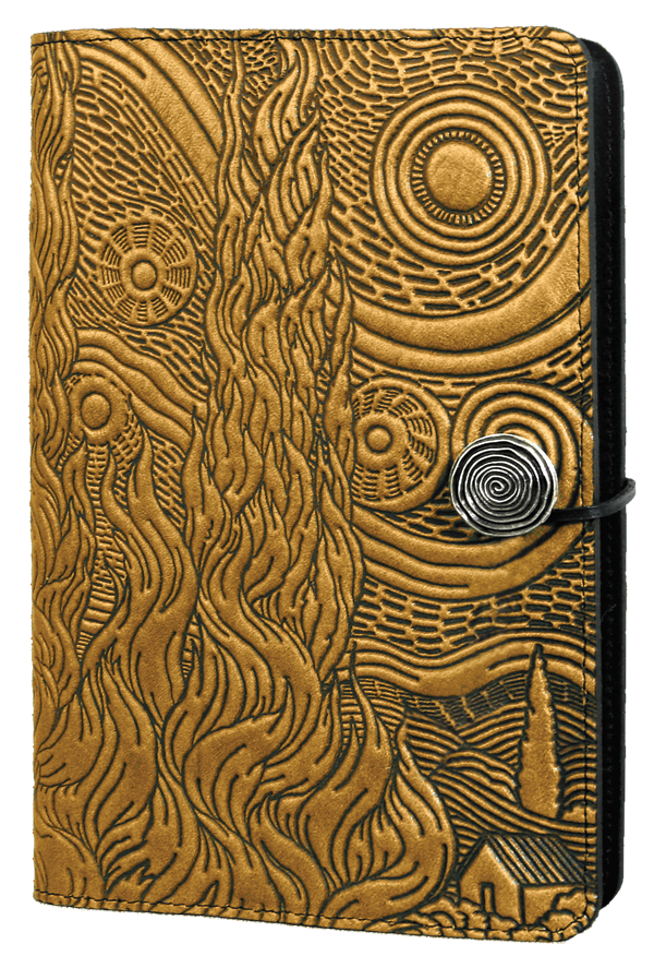 Small Leather Journal - Van Gogh Sky in Marigold