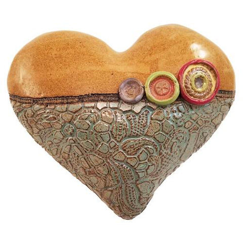 Annie's Little Fatty in Blue Heart Ceramic Wall Art by Laurie Pollpeter