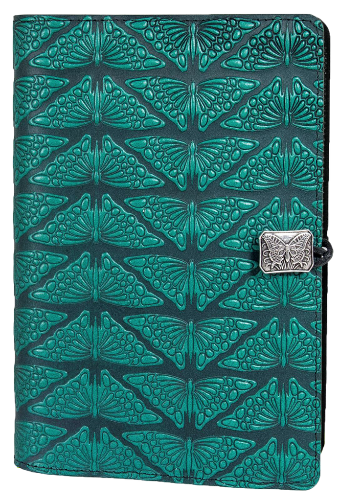 Small Leather Journal - Mariposas In Teal