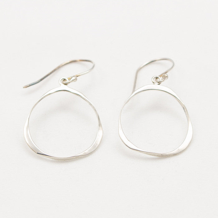 Sterling Silver Twist Round Dangle Earrings
