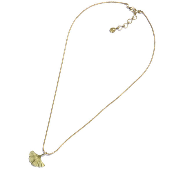 Ginkgo Single Leaf 16 Inch Adjustable Pendant Necklace by Michael Michaud