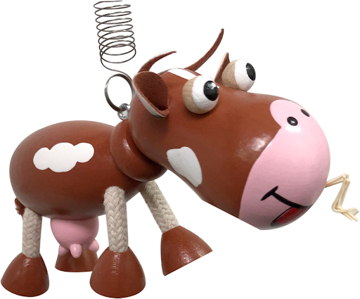 Cow (Brown) Facing Down Handcrafted Wooden Jumpie