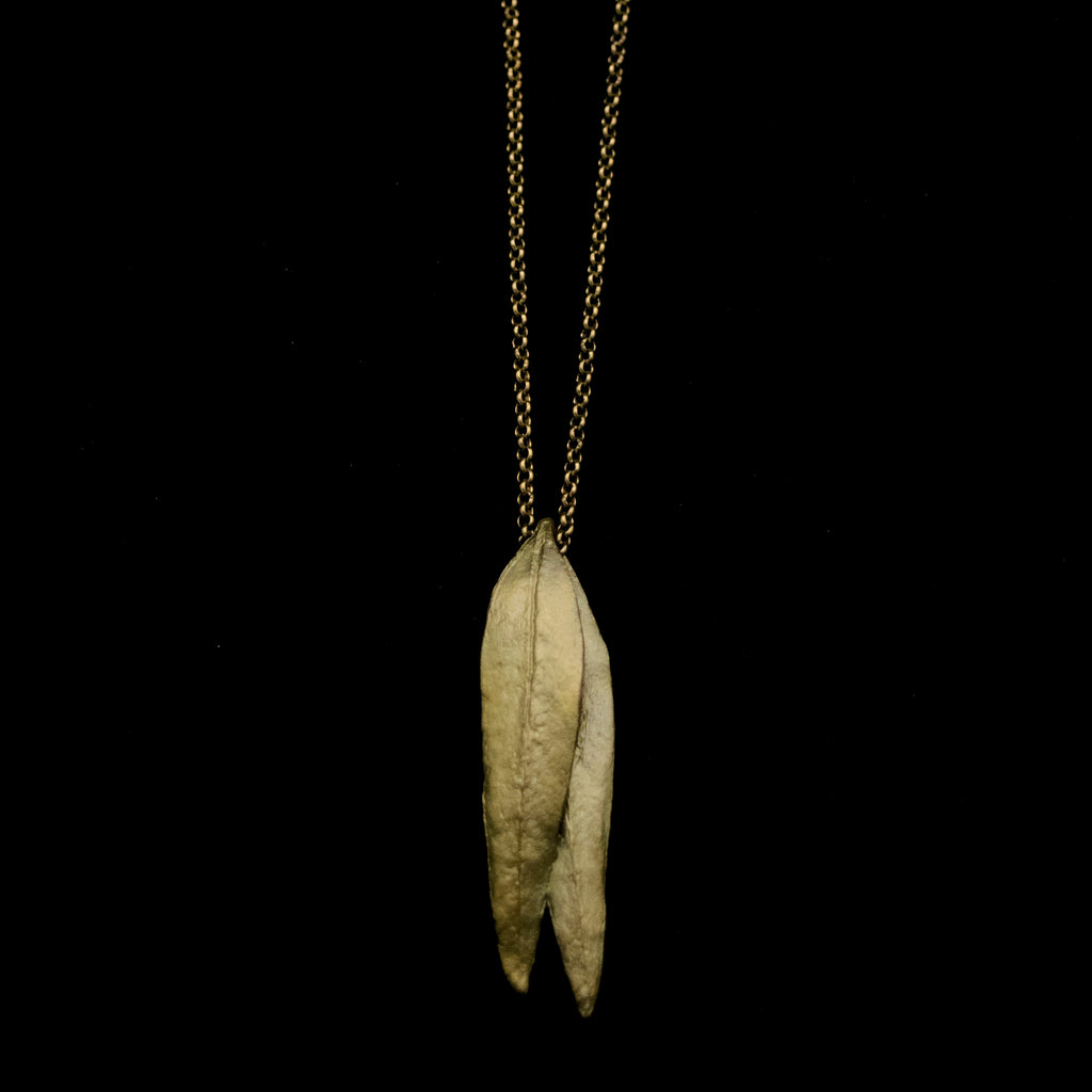 Eucalyptus 24'' Long Double Leaf Pendant By Michael Michaud
