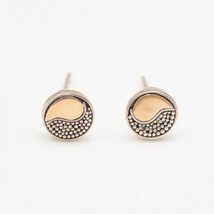 Sterling Silver Yin Yang Post with 22K Gold Earrings