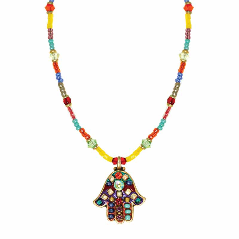 Multi Bright Summer Hamsa Necklace