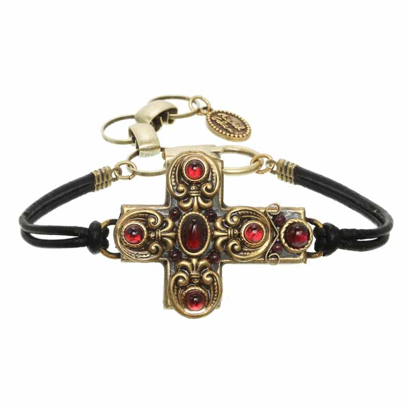 Royal Garnet Cross Bracelet