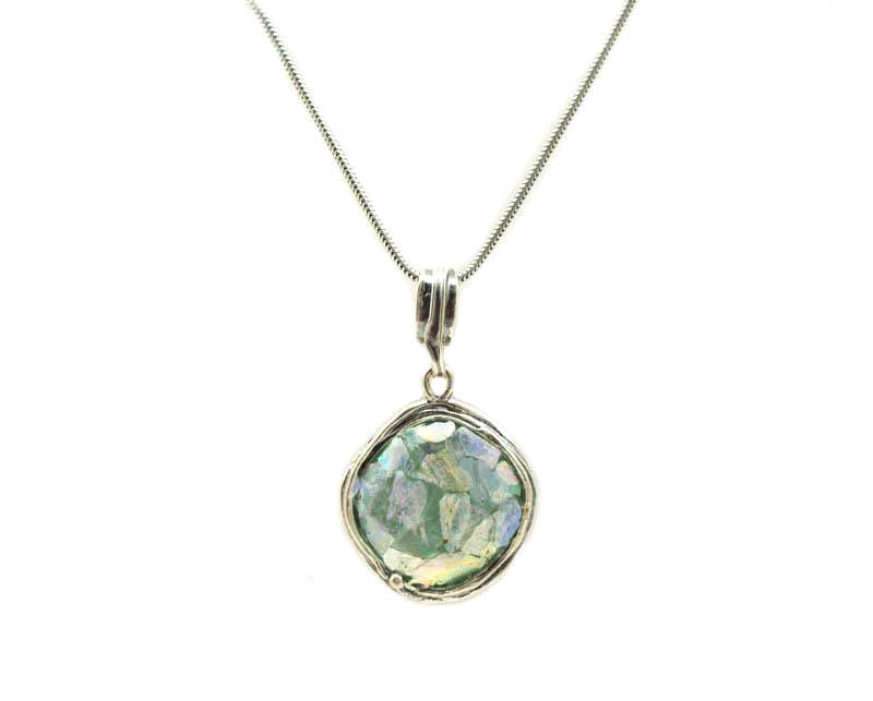 Circle Drop Roman Glass Necklace