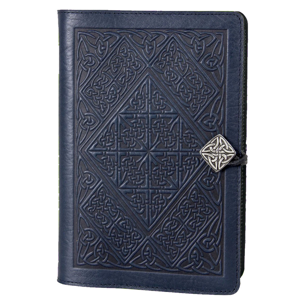 Large Leather Journal - Celtic Diamond in Navy