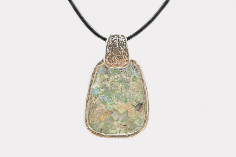 Leather Cord Roman Glass Necklace