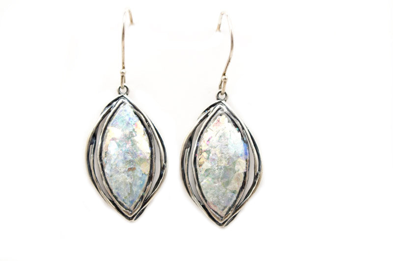 Open Frame Teardrop Roman Glass Earrings