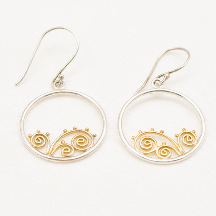 Sterling Silver with 14K Gold Circle Earrings
