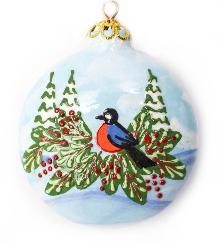 Winter Berry Small Bulb Ceramic Ornament