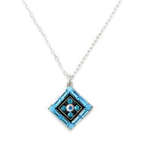 Turquoise La Dolce Vita Diamond Shape Pendant Necklace by Firefly Jewelry