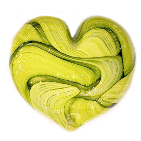 Heart in Lime Green Handblown Glass Paperweight