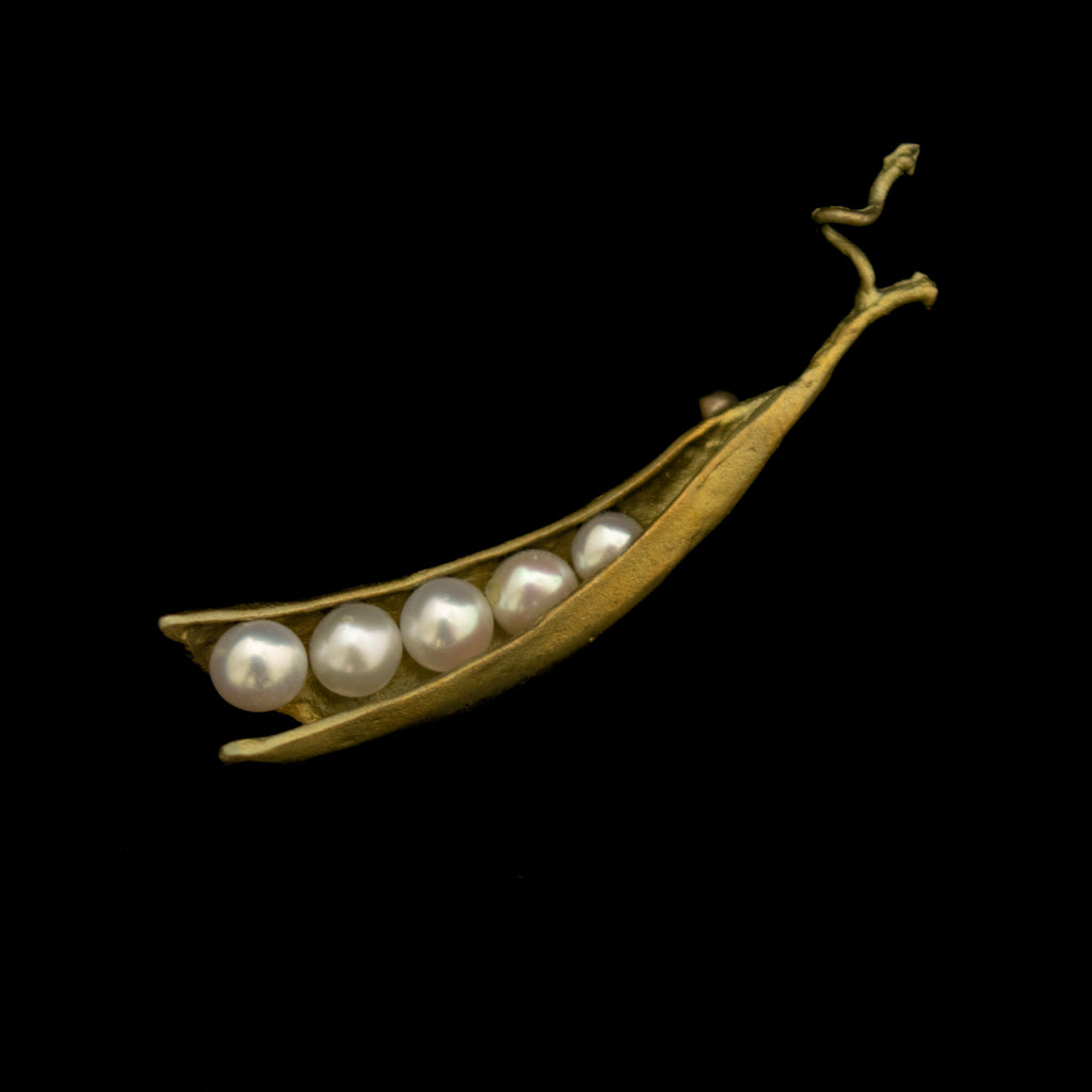 Pea Pod 5 Pearl Brooch By Michael Michaud