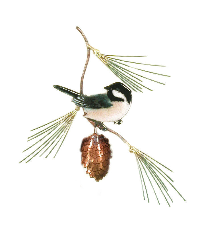 Chickadee (1) with Pine Bough Wall Art by Bovano Cheshire