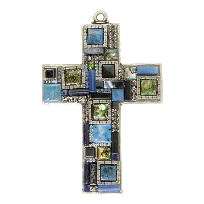 Blue Mosaic Wall Cross