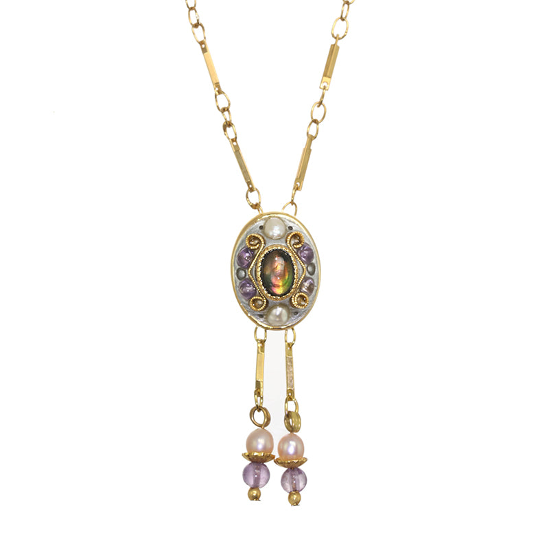 Amethyst Oval Dangling Necklace