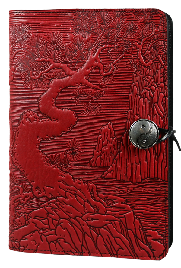 Small Leather Journal - River Garden in Red