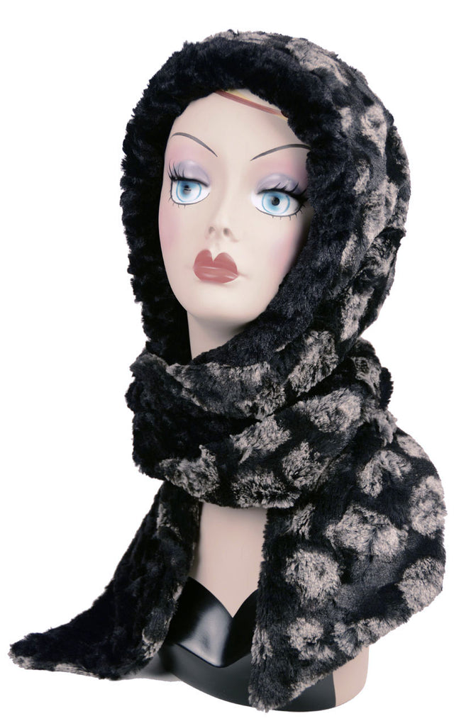 Pom-Pom In Black With Black Hoody Scarf
